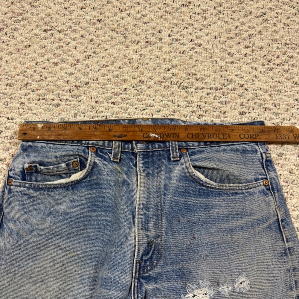 Vintage Levis 505 Jeans Mens 32x32 Distressed Stained Workwear Denim Straight - Picture 5 of 16